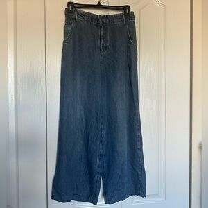 Young Fabulous & Broke Dark Blue wide leg trousers